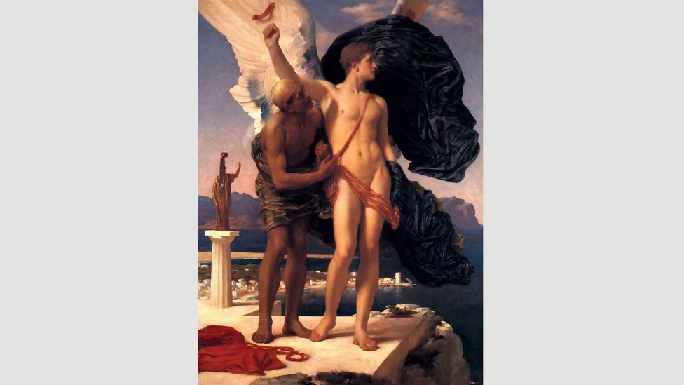 The Times’ critic fretted that the nude Icarus in Frederic Leighton’s Daedalus and Icarus had the air of “a maiden rather than a youth” (Credit: Wikipedia)