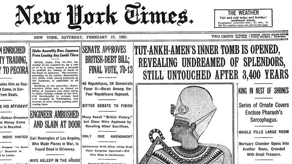 A wave of interest in ancient Egypt swept across the Western world following the discovery of Tutankhamun’s tomb in 1922 – and Hollywood took notice (Credit: The New York Times)