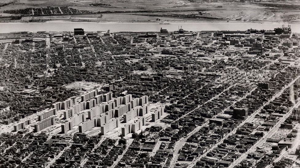 The design of the Pruitt-Igoe housing complexes in St Louis was criticised for alienating communities and stoking racial segregation. (Credit: Alamy Stock Photo)