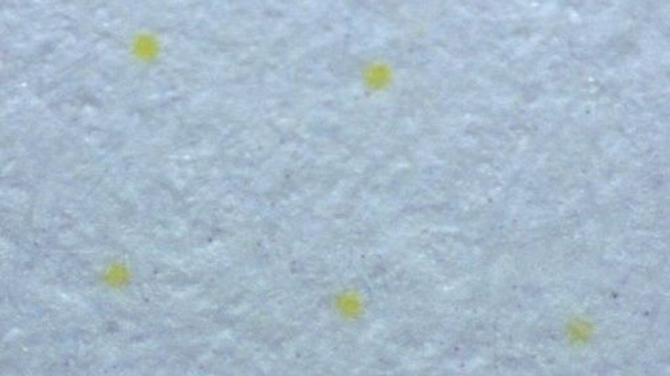 These yellow dots, magnified 60 times, were found on a Xerox printout (Credit: Electronic Frontier Foundation/CC BY 3.0)