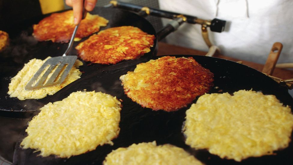 Potato pancakes called ‘latkes’ are a staple in Jewish cooking (Credit: Owen Franken/Getty Images)