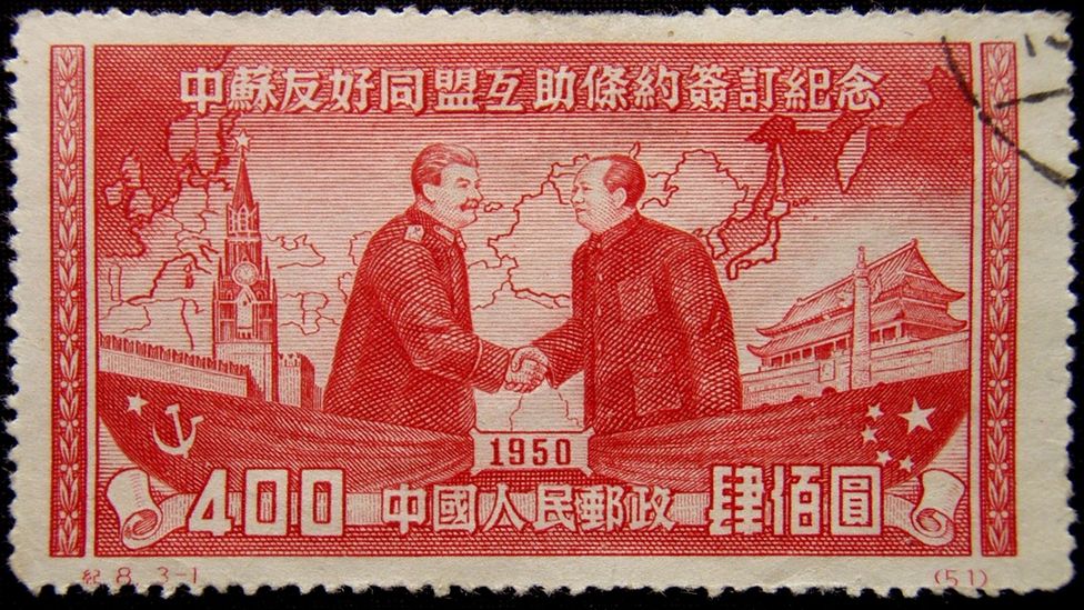 A Chinese postage stamp from 1950 commemorates the signing of the Sino-Soviet Treaty (Credit: Getty Images) A Chinese postage stamp from 1950 commemorates the signing of the Sino-Soviet Treaty (Credit: Getty Images)