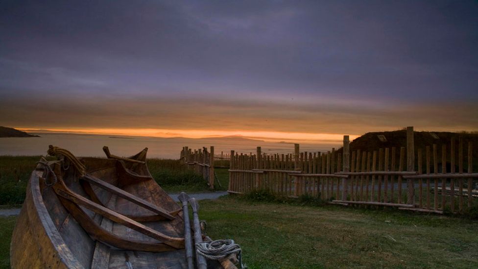 In the year 1000, a Viking longboat captained by Leif Erikson landed near L’Anse Aux Meadows with 90 men and women (Credit: Parks Canada) In the year 1000, a Viking longboat captained by Leif Erikson landed near L’Anse Aux Meadows with 90 men and women (Credit: Parks Canada)