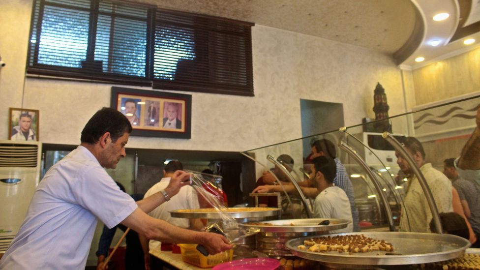 Saqallah’s Sweets has been baking knafa since 1896 (Credit: Miriam Berger) Saqallah’s Sweets has been baking knafa since 1896 (Credit: Miriam Berger)
