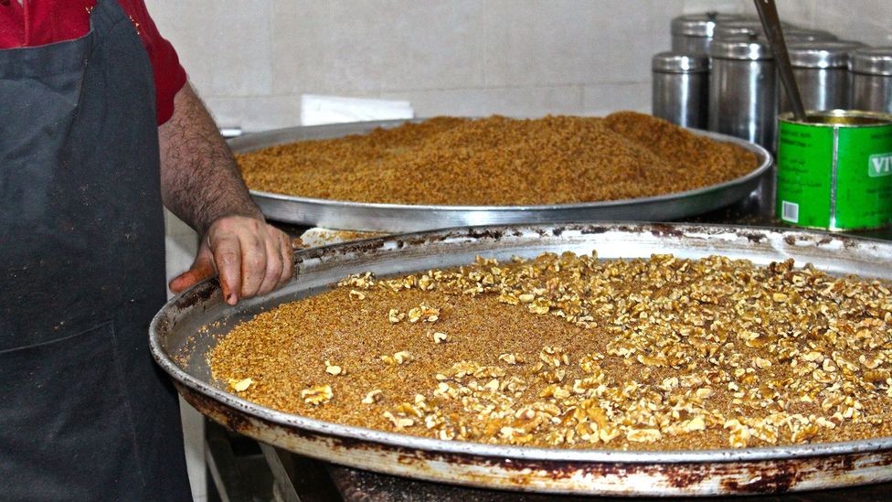 As Gaza has become more closed off, Knafa's flavours have become relatively unknown, even to other Palestinians (Credit: Miriam Berger) As Gaza has become more closed off, Knafa's flavours have become relatively unknown, even to other Palestinians (Credit: Miriam Berger)
