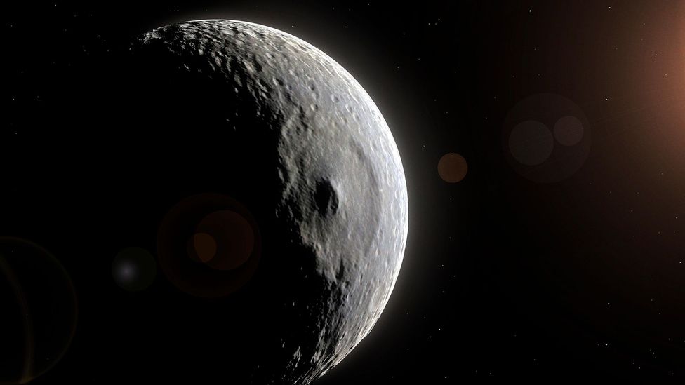 Not a space station, but a moon: Mimas, dubbed 'The Death Star' by Nasa scientists (Credit: Alamy) Not a space station, but a moon: Mimas, dubbed 'The Death Star' by Nasa scientists (Credit: Alamy)