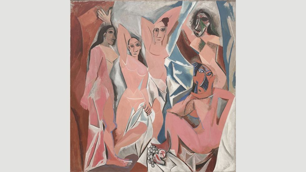 Picasso's Les Demoiselles des Avignon shows the influence of African art in the masks the prostitutes wear (Credit: Wikipedia)
