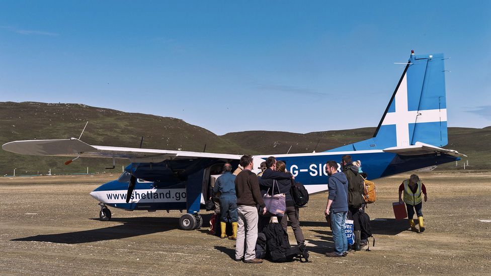 This tiny plane shuttles islanders and visitors back and forth to Fair Isle – when the weather is suitable (Credit: Alamy)