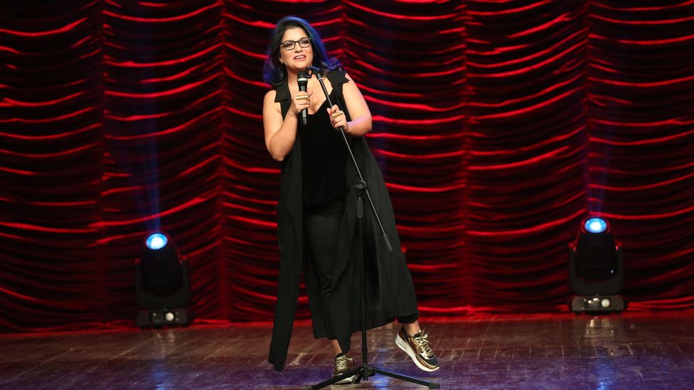 Aditi Mittal was the first Indian woman to have her own Netflix special and is working on another stand-up show now called Global Village Idiot (Credit: Netflix)