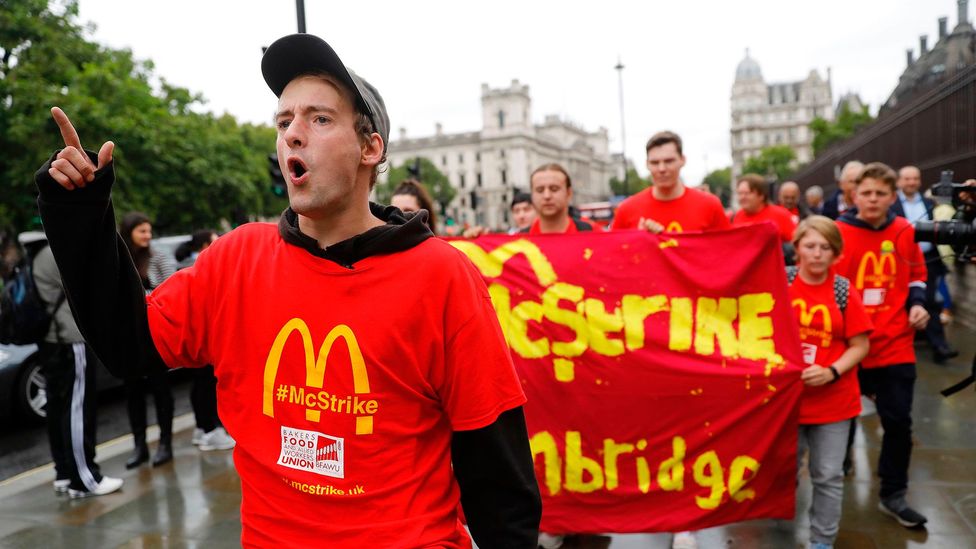 Demonstrators protest working conditions and zero-hour contracts in central London on 4 September (Credit: Getty Images) Demonstrators protest working conditions and zero-hour contracts in central London on 4 September (Credit: Getty Images)