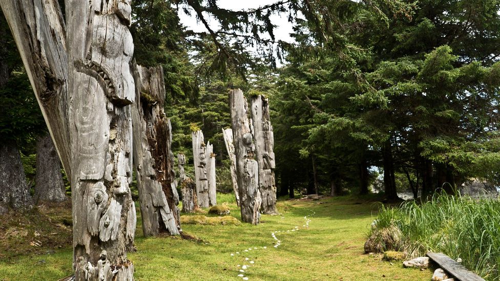 SGang Gwaay, Haida Gwaii, British Columbia, Canada, First Nations, Totem pole