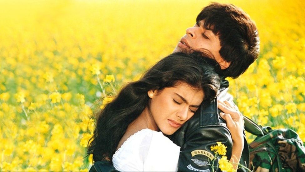Dilwale Dulhania Le Jayenge telegraphed the corrupting influence of Western society by having its male lead wear a Harley Davidson jacket (Credit: Yash Raj Films) Dilwale Dulhania Le Jayenge telegraphed the corrupting influence of Western society by having its male lead wear a Harley Davidson jacket (Credit: Yash Raj Films)