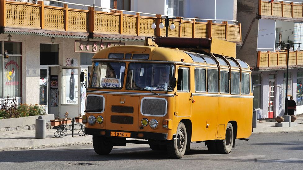 The marshrutka bus is an affordable way to travel through the Caucasus (Credit: Kasia Nowak/Alamy) The marshrutka bus is an affordable way to travel through the Caucasus (Credit: Kasia Nowak/Alamy)