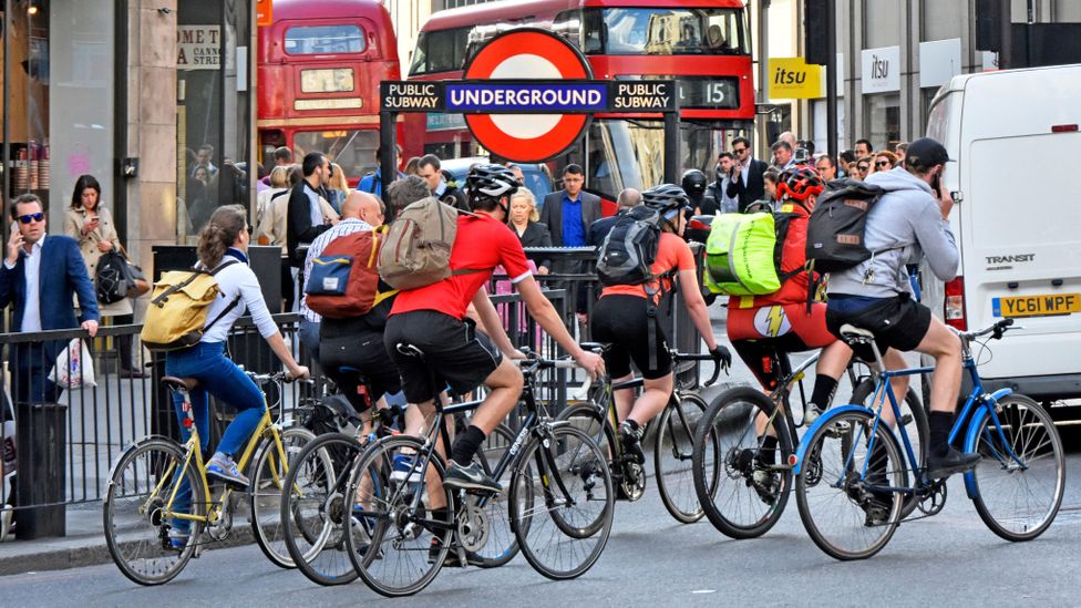 A group of empowered Gen Y cyclists who have cast aside the shackles of car ownership, killing the auto industry in the process (Credit: Alamy) A group of empowered Gen Y cyclists who have cast aside the shackles of car ownership, killing the auto industry in the process (Credit: Alamy)
