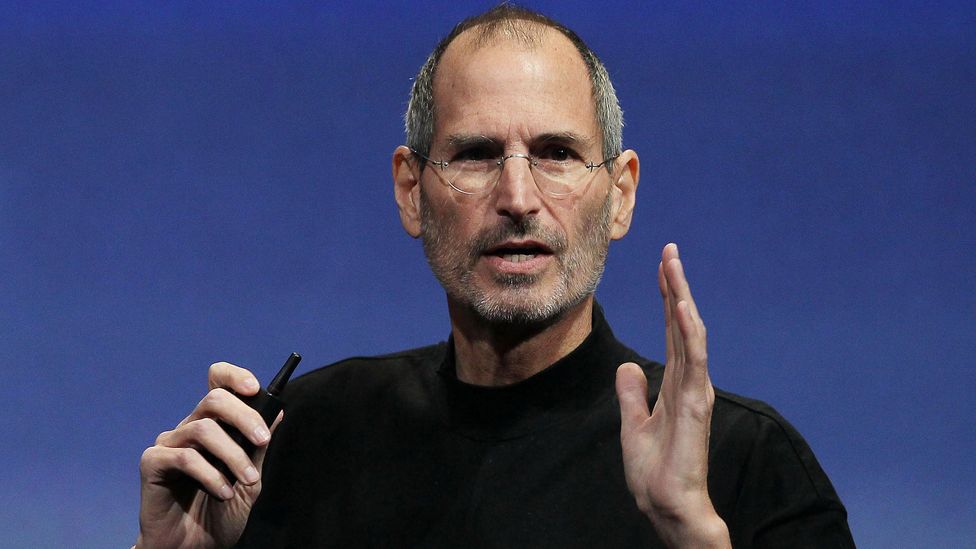 Steve Jobs in 2010, employing many of the verbal tricks and gestures needed to inspire followers (Credit: Getty Images)