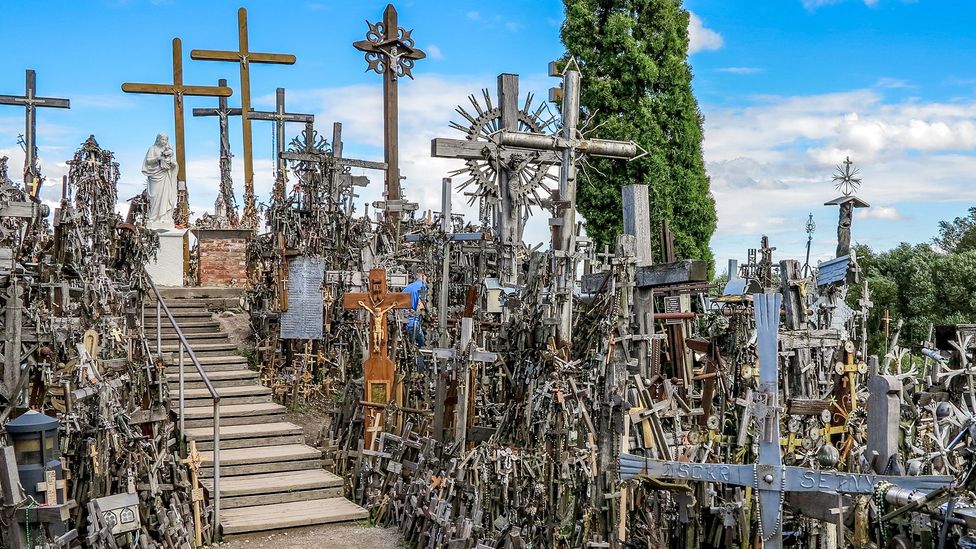 Today, the Hill of Crosses is covered in more than 100,000 crucifixes and other religious icons (Credit: Paul Stewart) Today, the Hill of Crosses is covered in more than 100,000 crucifixes and other religious icons (Credit: Paul Stewart)