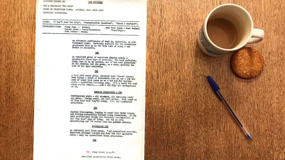 Led Zeppelin’s audition report (Credit: BBC Written Archives)