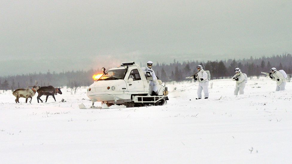 Russian Northern Fleet's Arctic infantry brigade conducts military exercises in the country's Murmansk region in January (Credit: TASS via Getty)