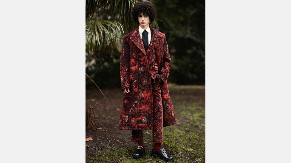The 2017 autumn/winter collection from Alexander McQueen included a lush head-to-toe Persian rug ensemble (Credit: Alexander McQueen)
