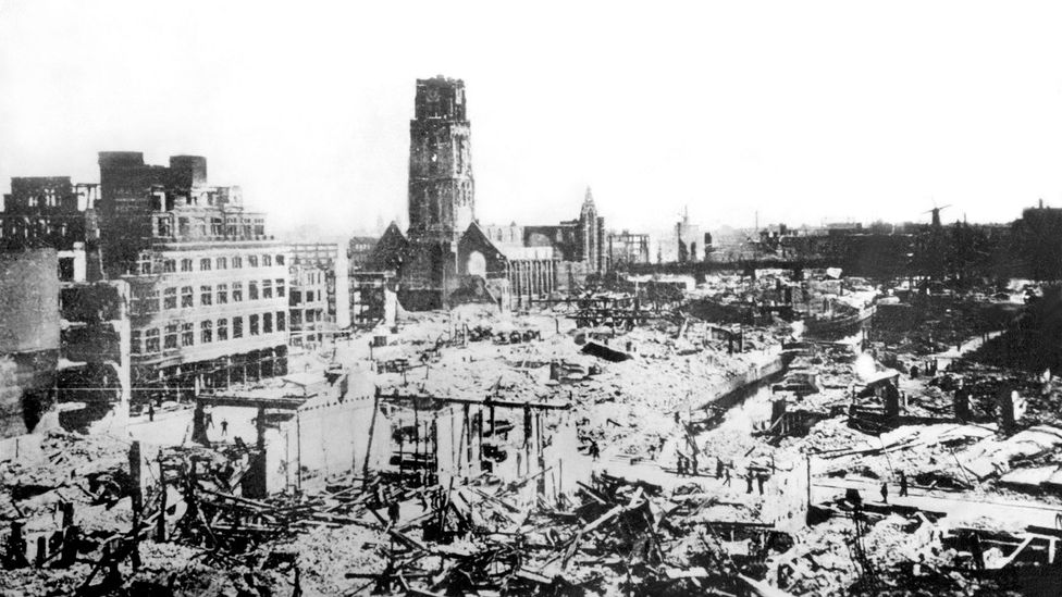 In 1940, Rotterdam was reduced to ash and rubble by German bombers (Credit: Keystone-France/Getty Images) In 1940, Rotterdam was reduced to ash and rubble by German bombers (Credit: Keystone-France/Getty Images)