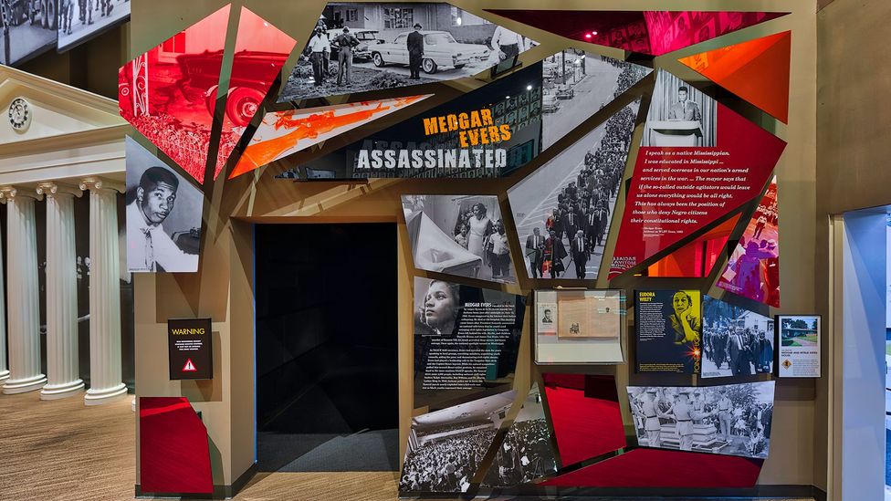 An exhibit in the Mississippi Civil Rights Museum looks at the assassination of American civil rights leader Medgar Evers (Credit: Mississippi Civil Rights Museum)