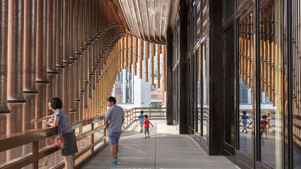 The Fosun Foundation arts centre, Shanghai, has an opulent façade with layers of tassel-shaped tubes inspired by Chinese weaving (Credit: Heatherwick Studio and Foster + Partners) The Fosun Foundation arts centre, Shanghai, has an opulent façade with layers of tassel-shaped tubes inspired by Chinese weaving (Credit: Heatherwick Studio and Foster + Partners)