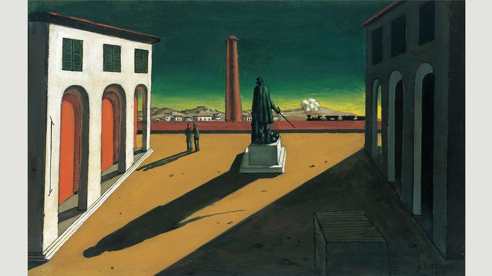 The architects drew inspiration from the geometric paintings of Giorgio de Chirico – his Piazza (1913) is shown here (Credit: Alamy) The architects drew inspiration from the geometric paintings of Giorgio de Chirico – his Piazza (1913) is shown here (Credit: Alamy)