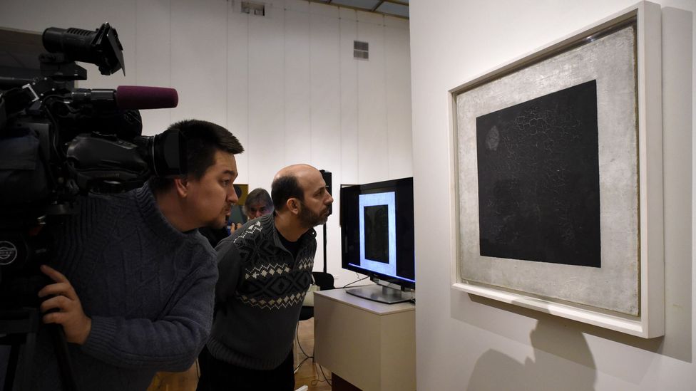 Kazimir Malevich painted his Black Square in 1915 – in 2015 microscopic examination revealed a racist joke within (Credit: Alamy)