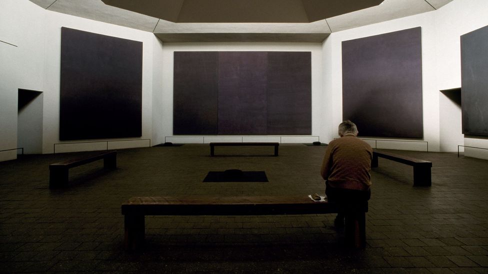 Mark Rothko’s 14 black paintings in his chapel in Houston, Texas incorporate non-black hues into their colour schemes – but they hint at the mystic nature of black (Credit: Alamy)