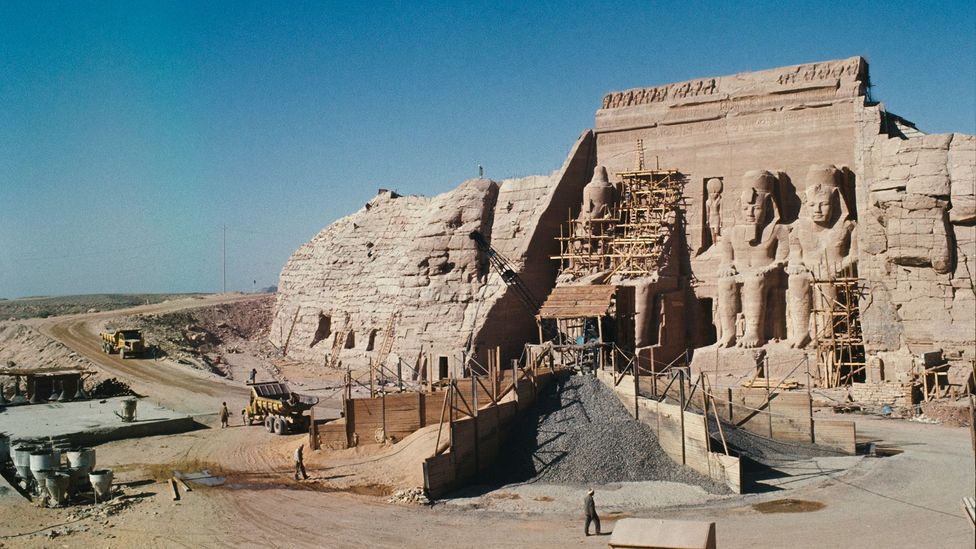 In the 1960s, a team of engineers moved the Abu Simbel temples to higher ground (Credit: Rolls Press/Popperfoto/Getty Images)