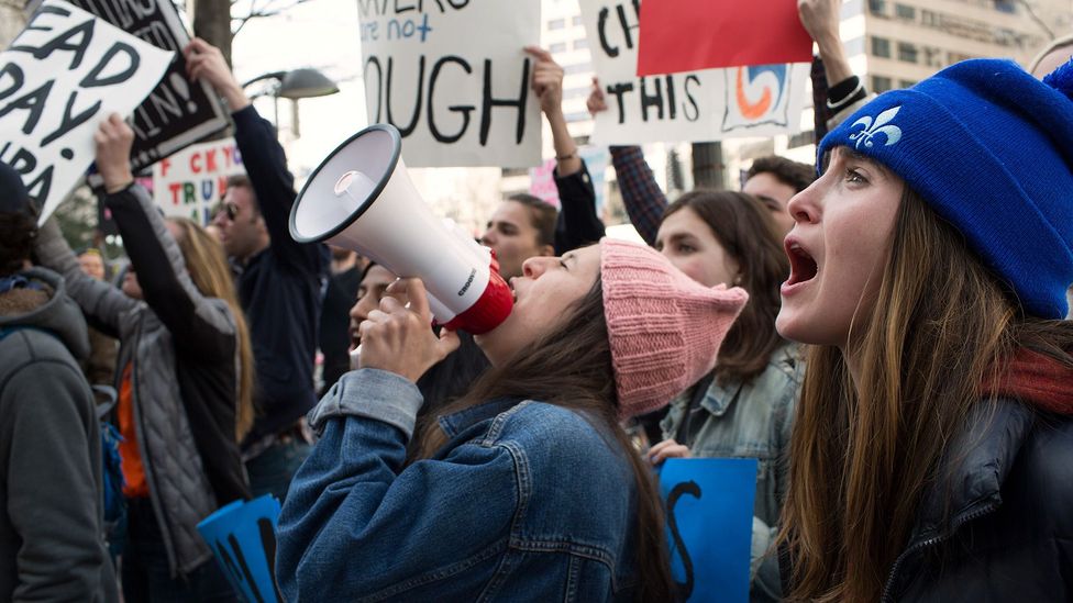 Demonstrators participate in the March for Our Lives rally against gun violence in March 2018 in Washington, DC (Credit: Getty Images)