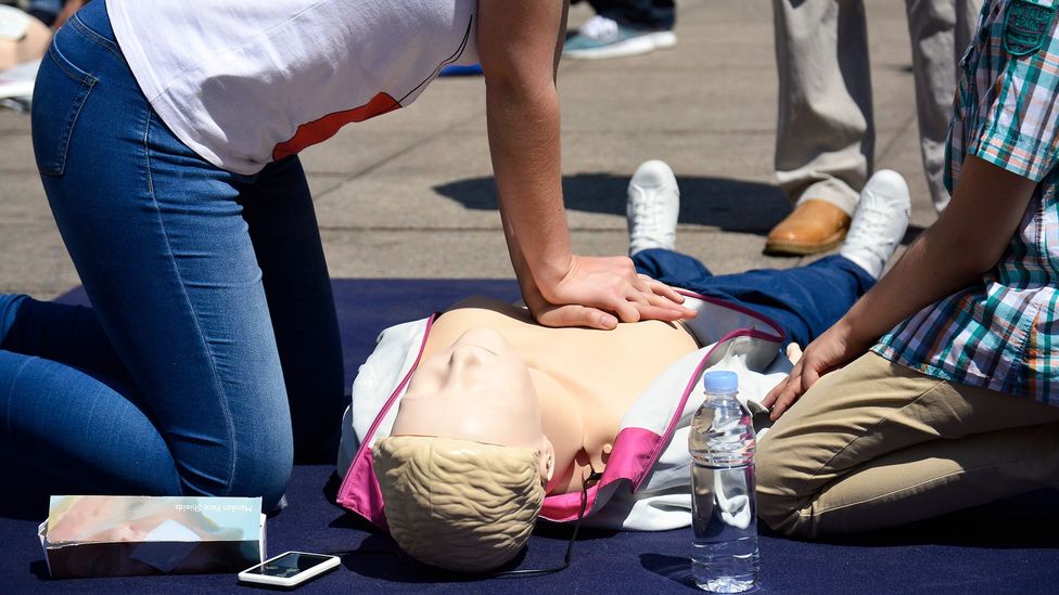 Giving CPR without breaths is easier and more effective than with breaths – but even so, only 39% of women and 45% of men receive CPR from bystanders (Credit: Getty Images)