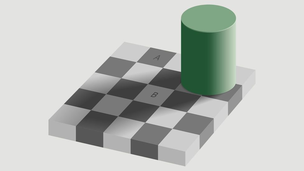 Squares A and B are exactly the same colour – but our brains think otherwise (Credit: Wikimedia Commons)