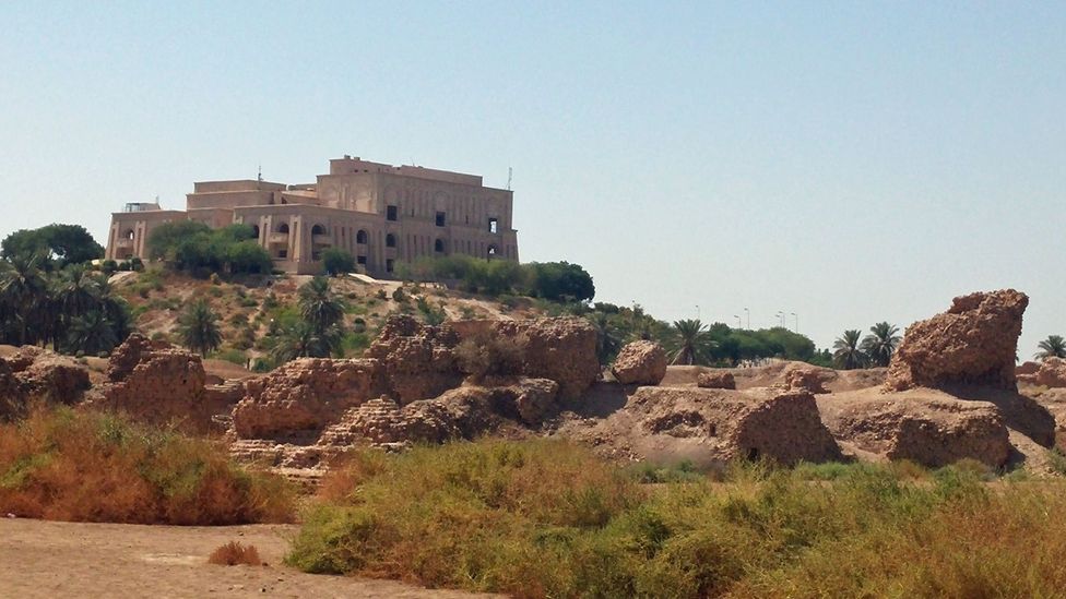 Built in the style of a ziggurat, Saddam Hussein’s palace overlooking the ruins of Babylon was large enough to cover five football pitches (Credit: Paul Cooper)