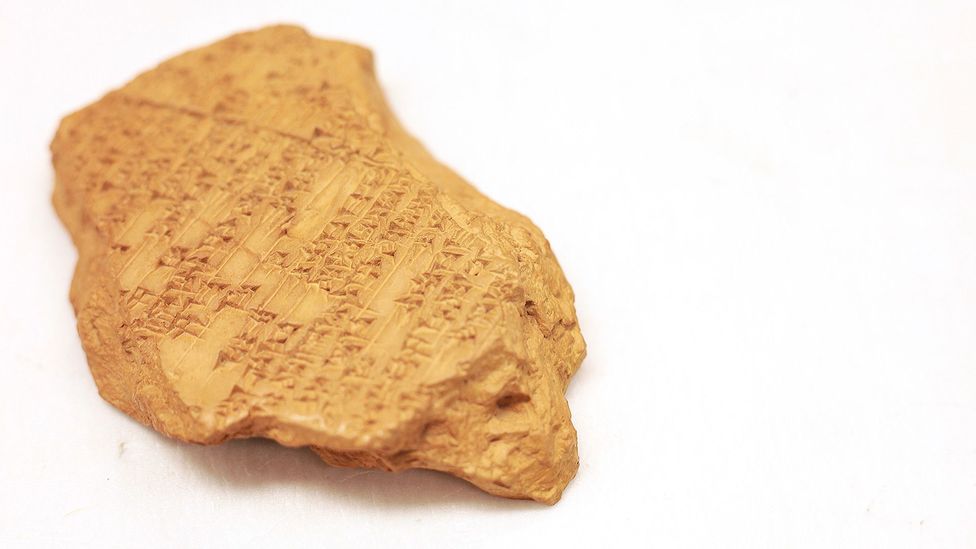 A 3,400-year-old tablet discovered in Ugarit, Syria, is inscribed with what could be the world’s earliest example of music notation (Credit: Leila Molana-Allen)
