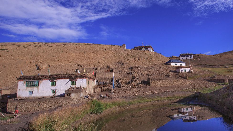 At 4,587m, Komic, India, is one of the world's highest villages accessible by road At 4,587m, Komic, India, is one of the world's highest villages accessible by road