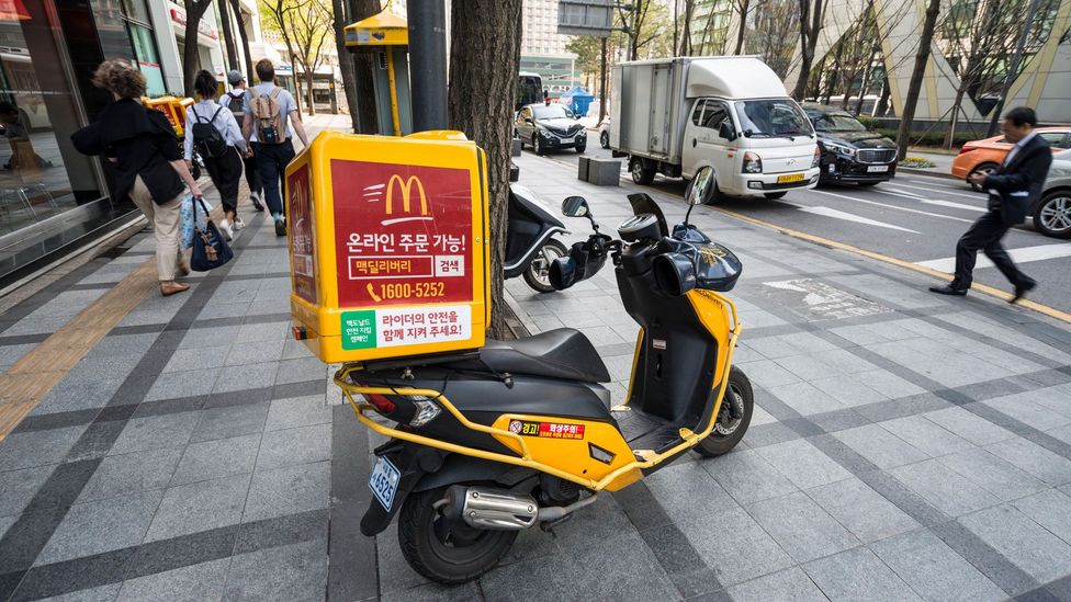 In 2007, McDonald’s assembled its own fleet of scooters to compete with other South Korean food delivery services (Credit: SFL Travel/Alamy)