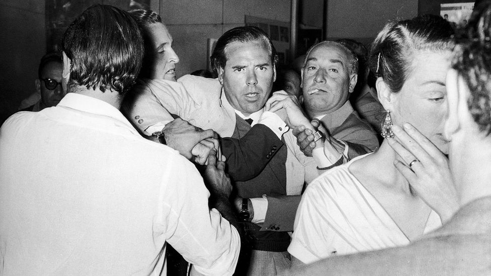 McClory, seen here in a bar room brawl in 1959, sued Fleming after the author chose other film producers to adapt Bond – but retained elements of his screenplay (Credit: Alamy)