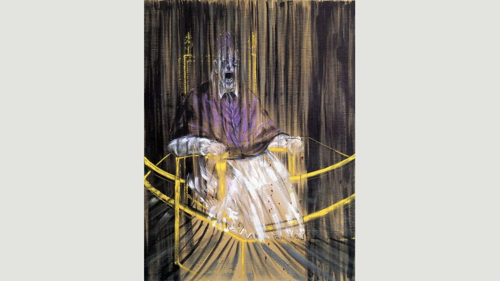 Francis Bacon’s 1953 Study After Velázquez’s Portrait of Pope Innocent X replaces the Pope’s red with Tyrian Purple (Credit: Alamy)