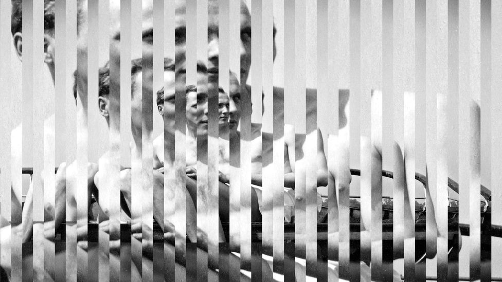 Le Navigateur by Edouard Taufenbach – collage of silver print photographs made from Sébastien Lifshitz’s collection (Credit: Edouard Taufenbach/Gallery Binome) Le Navigateur by Edouard Taufenbach – collage of silver print photographs made from Sébastien Lifshitz’s collection (Credit: Edouard Taufenbach/Gallery Binome)