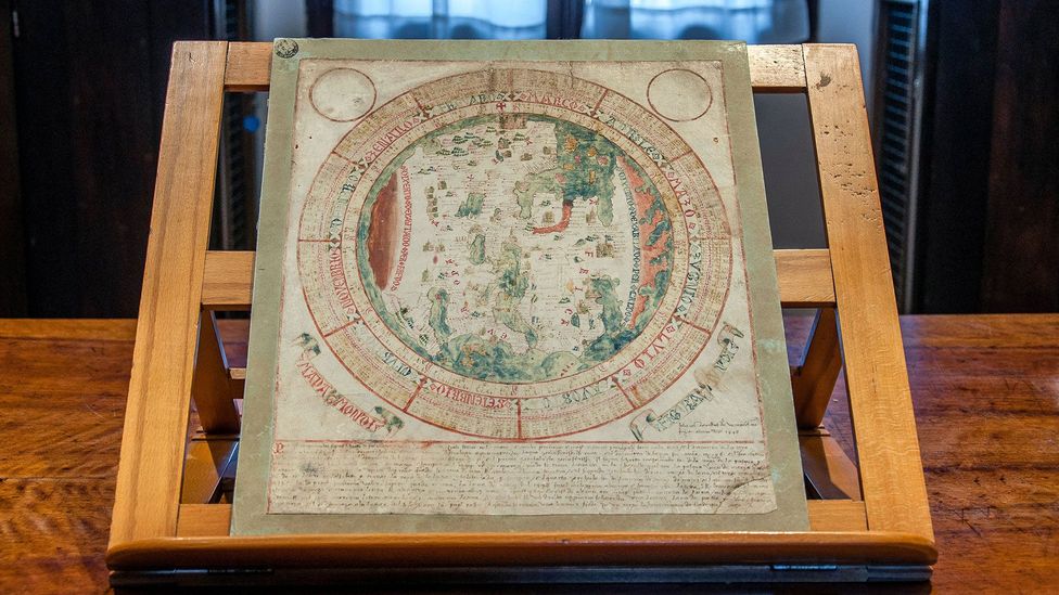 Giovanni Leardo’s planisphere is based on Ptolemy’s geocentric model (Credit: Rossi Thomson, by permission of the Biblioteca Civica Bertoliana – Vicenza)