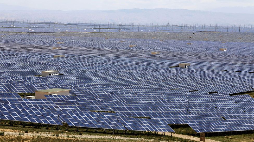 The solar farms in Qinghai make the most of the clear skies and beating sun above the Tibetan Plateau (Credit: Getty Images)