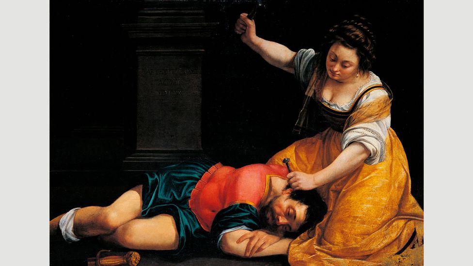 Gentileschi’s works, such as Jael and Sisera, 1620, feature much graphic violence against men (Credit: Getty)