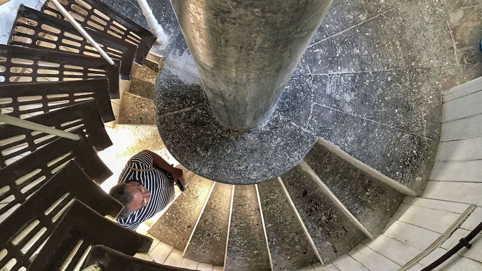 Every day, D’Oriano climbs 136 steps to the top of the Punta Carena lighthouse where he watches the sea (Credit: Eliot Stein)