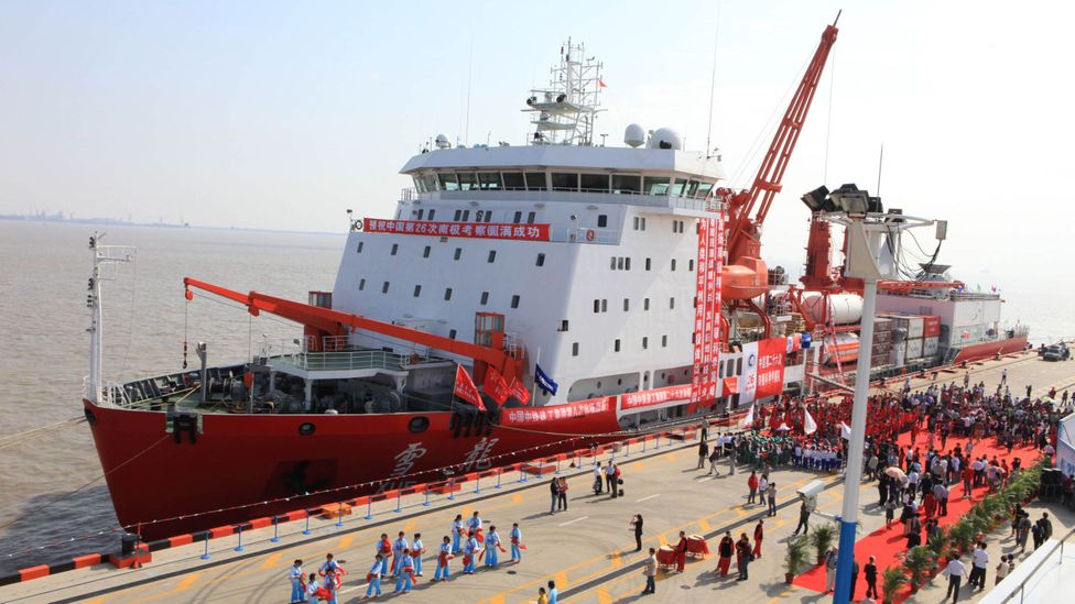 With great fanfare, China launches one of its vessels to Antarctic waters (Credit: Getty Images) With great fanfare, China launches one of its vessels to Antarctic waters (Credit: Getty Images)
