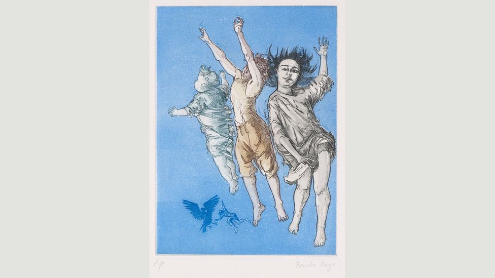 Flying Children is part of a 1992 series in which Rego created 25 etchings for JM Barrie’s Peter Pan (Credit: Paula Rego, courtesy Marlborough Fine Art)