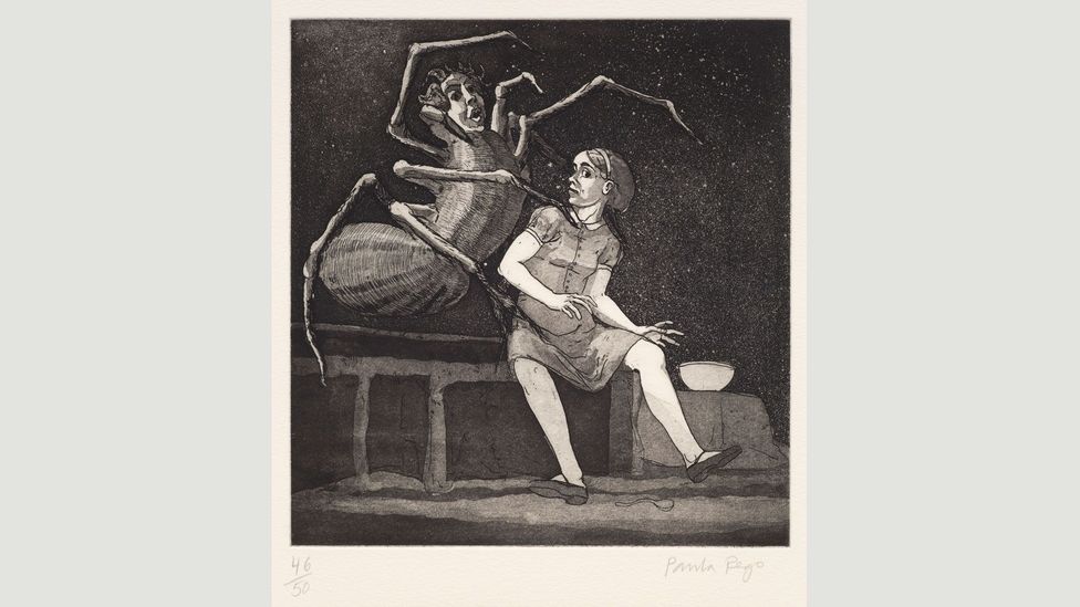 Little Miss Muffet I, 1989: Rego intertwines references like fairy tales and Lewis Carroll with autobiographical elements (Credit: Paula Rego, courtesy Marlborough Fine Art)