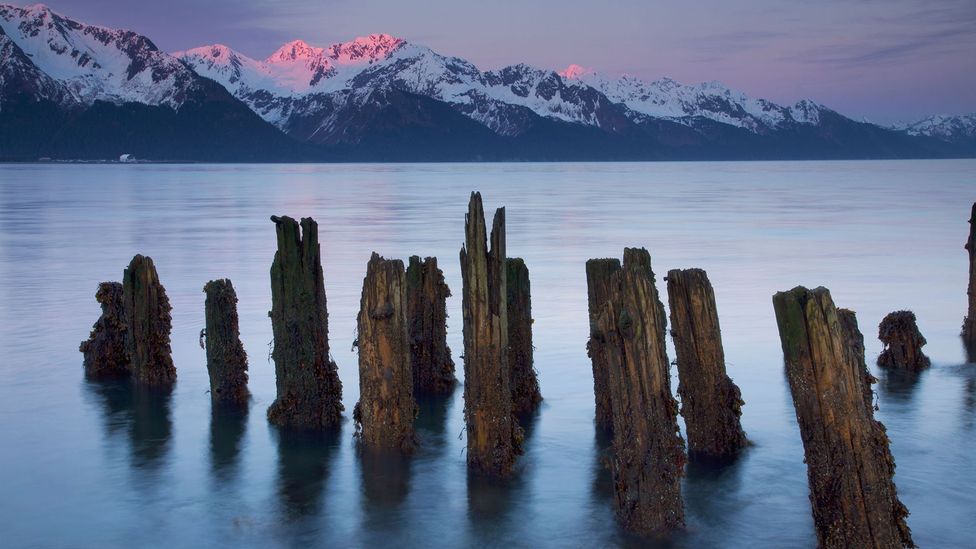 Ruined wharf in Alaskan bay (Credit: Alamy)