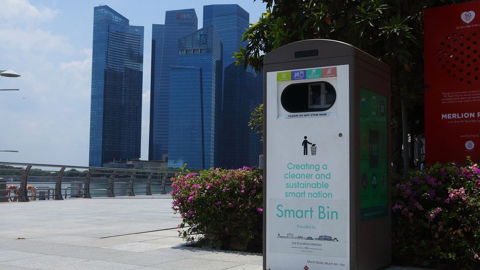 Smart bins which can act as wi-fi hot spots and send alerts when they need to be emptied (Credit: Tim McDonald) Smart bins which can act as wi-fi hot spots and send alerts when they need to be emptied (Credit: Tim McDonald)