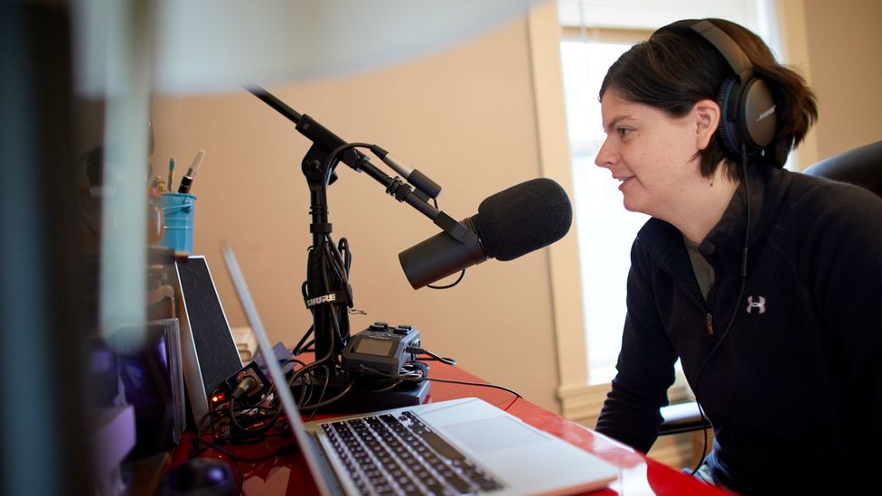 From her home in Minnesota 28-year-old Gwen Merz hosts a FIRE movement podcast, Firedrill, on living frugally in pursuit of early retirement (Credit: Anna Rajdl)